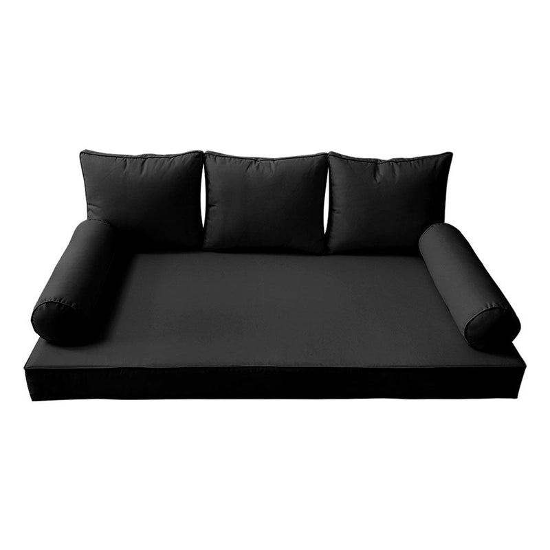 STYLE 3 - Mattress & Pillow Bolster Cushion for Outdoor Indoor Daybed Porch Swing Bed Piped Trim Full Size AD109 | COVERS ONLY |