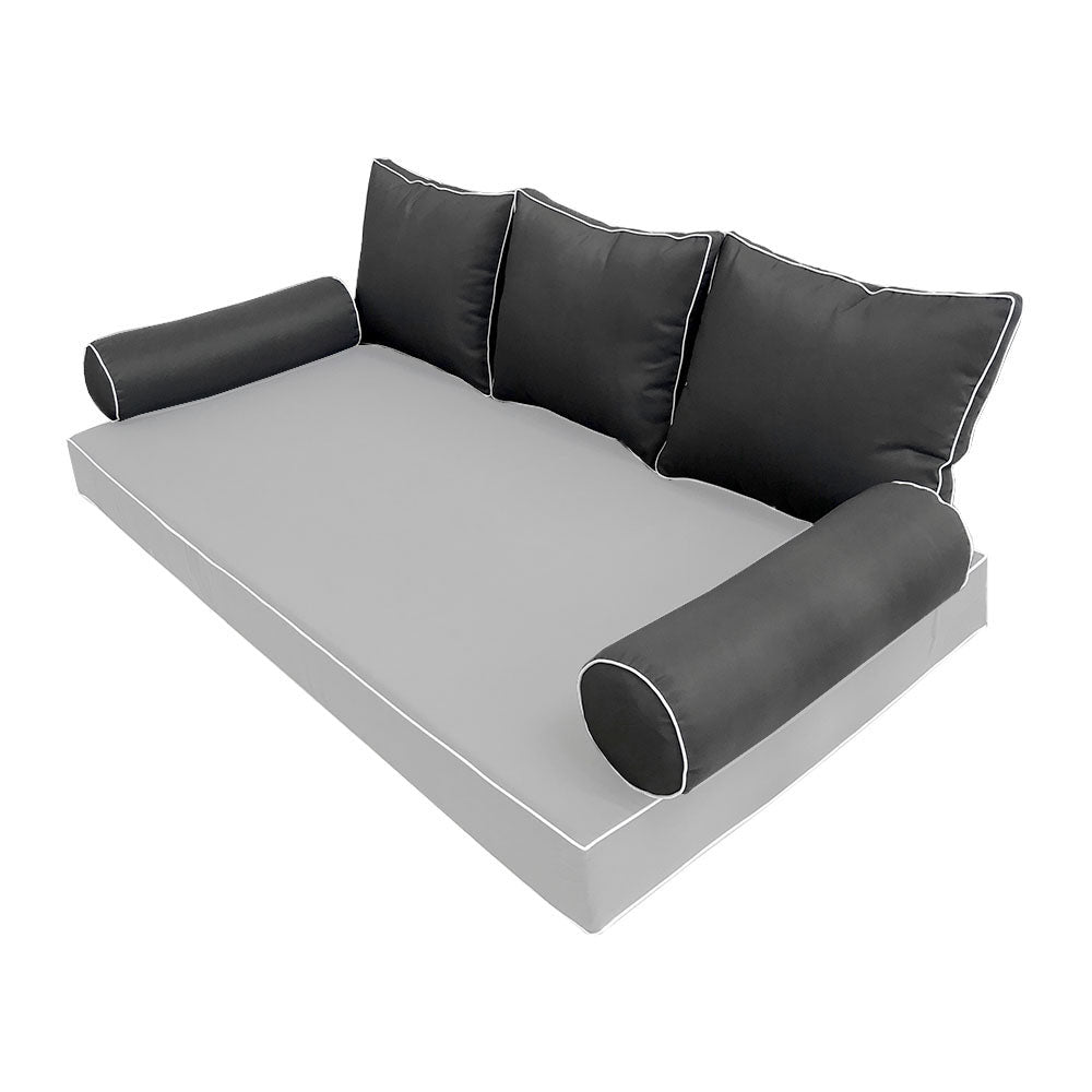 STYLE 3 pillow and bolster cushion set for daybeds, porch swings, or beds – indoor and outdoor use with durable knife-edge design. — cover only