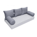 Elegant cushion and bolster set featuring refined craftsmanship and knife-edge detailing, designed for versatile indoor and outdoor comfort.