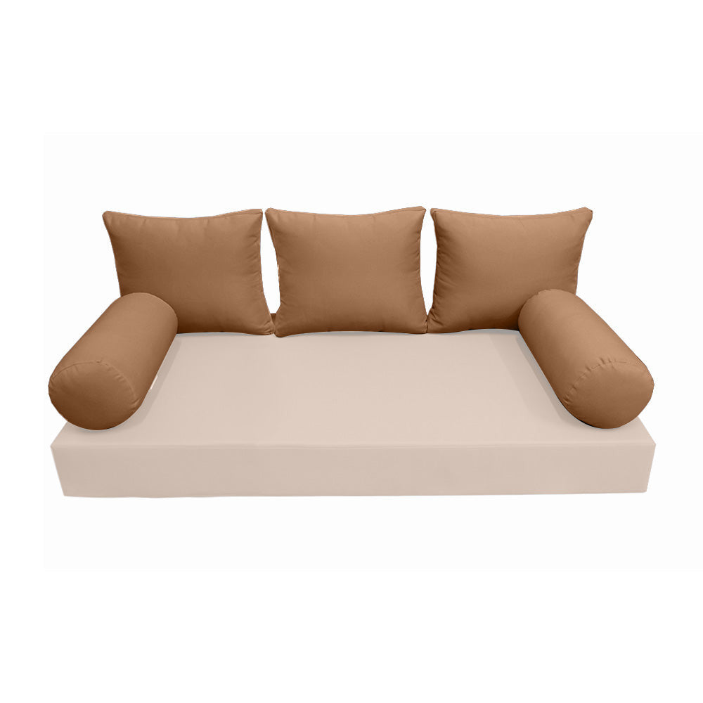 Modern outdoor daybed cushion set with two bolsters and two pillows, ideal for patio, porch, or indoor lounge spaces. — cover only