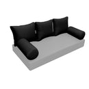 Elegant cushion and bolster set featuring refined craftsmanship and knife-edge detailing, designed for versatile indoor and outdoor comfort.