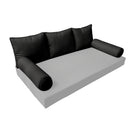 STYLE 3 Pillow & Bolster Cushion for Outdoor Indoor Daybed Porch Swing Bed Queen Size Piped Trim AD109 | COVERS ONLY |
