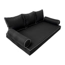 Elegant cushion and bolster set featuring refined craftsmanship and knife-edge detailing, designed for versatile indoor and outdoor comfort.