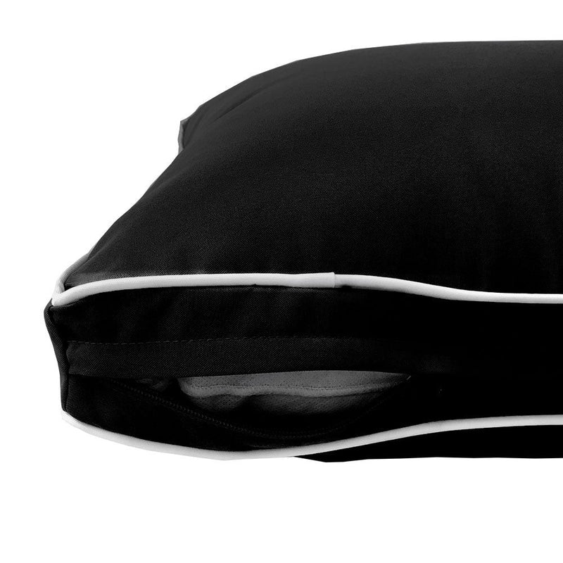 STYLE 3 - Mattress & Pillow Bolster Cushion for Outdoor Indoor Daybed Porch Swing Bed Contrast Trim Queen Size AD109 | COVERS ONLY |