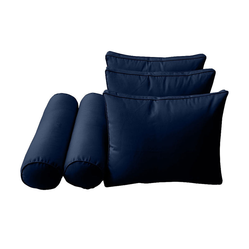 STYLE 3 - Mattress & Pillow Bolster Cushion for Outdoor Indoor Daybed Porch Swing Bed Piped Trim Queen Size AD101 | COVERS ONLY |