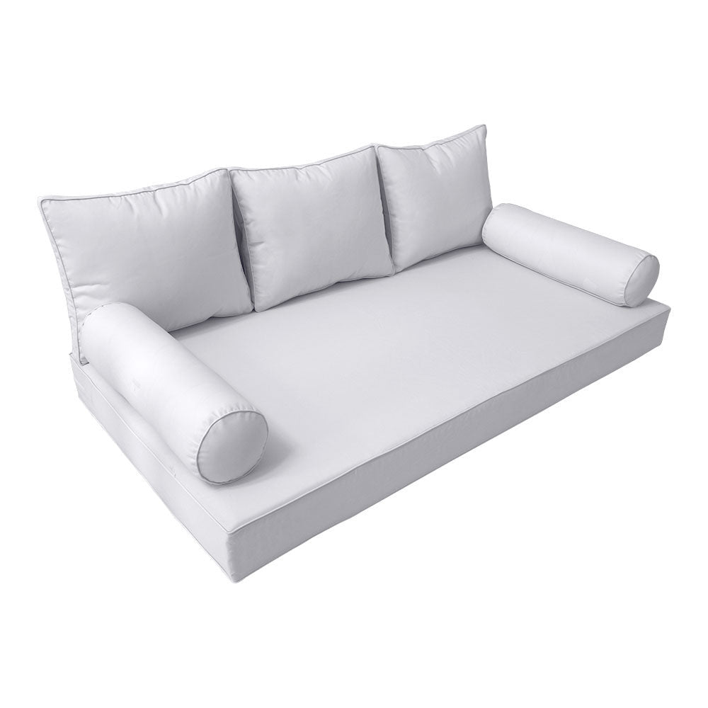 STYLE 3 - Mattress & Pillow Bolster Cushion for Outdoor Indoor Daybed Porch Swing Bed Piped Trim Queen Size AD105 | COVERS ONLY |