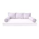 STYLE 3 Pillow & Bolster Cushion for Outdoor Indoor Daybed Porch Swing Bed Twin Size Contrast Trim AD107 | COVERS ONLY |
