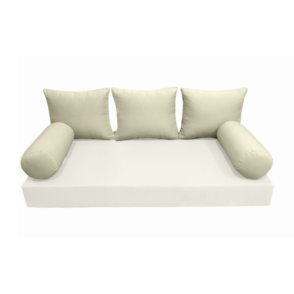 Modern outdoor daybed cushion set with two bolsters and two pillows, ideal for patio, porch, or indoor lounge spaces. — cover only