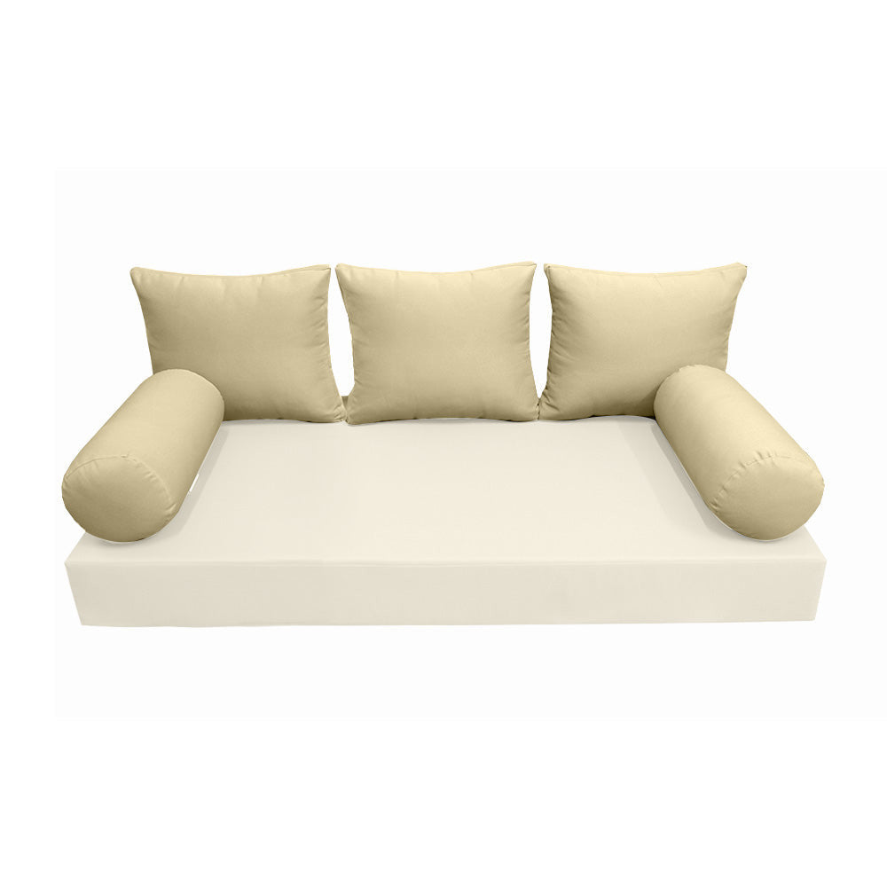 Modern outdoor daybed cushion set with two bolsters and two pillows, ideal for patio, porch, or indoor lounge spaces. — cover only