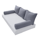 STYLE 3 Pillow & Bolster Cushion for Outdoor Indoor Daybed Porch Swing Bed Twin Size Piped Trim AD001 | COVERS ONLY |
