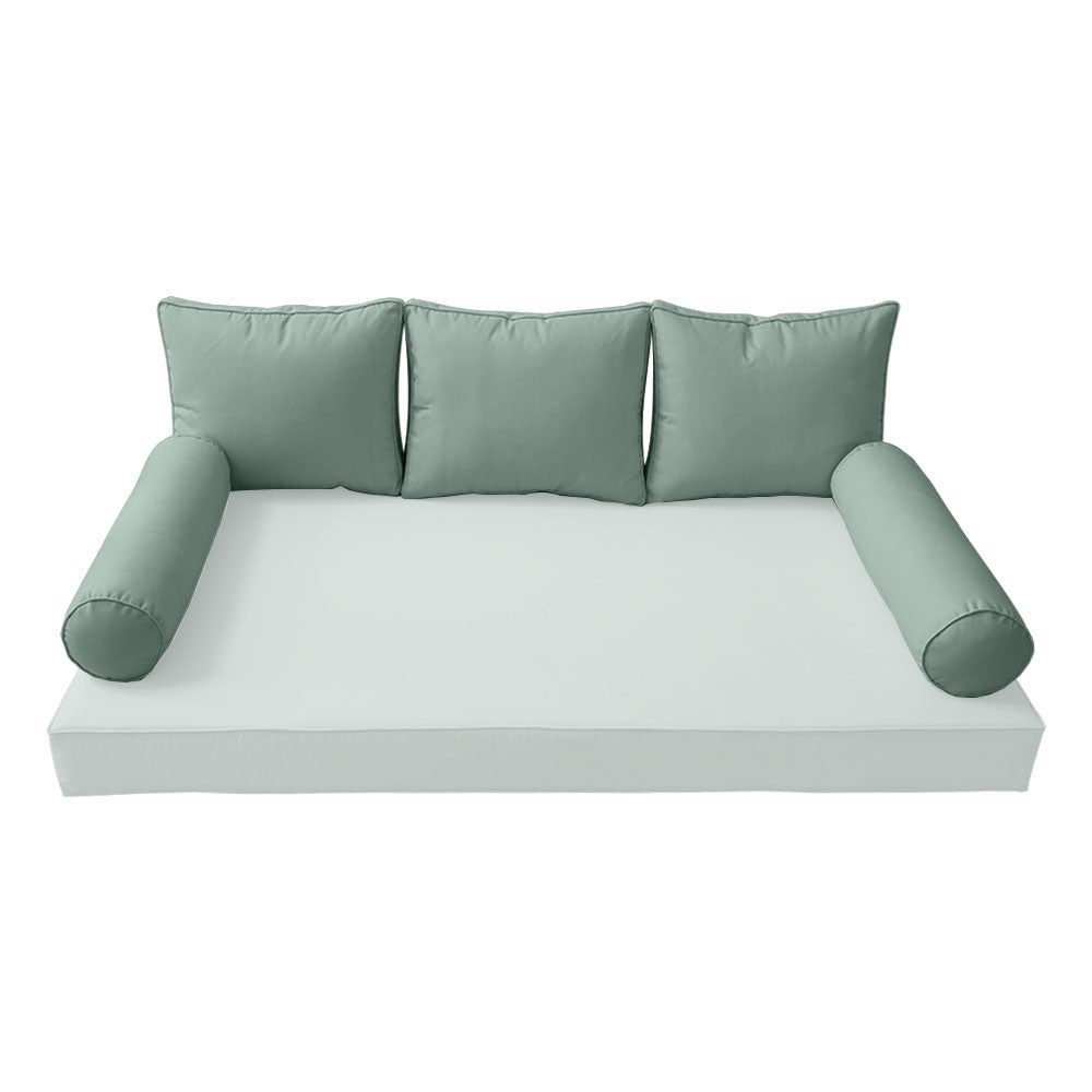 STYLE 3 Pillow & Bolster Cushion for Outdoor Indoor Daybed Porch Swing Bed Twin Size Piped Trim AD002 | COVERS ONLY |
