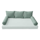 STYLE 3 Pillow & Bolster Cushion for Outdoor Indoor Daybed Porch Swing Bed Twin Size Piped Trim AD002 | COVERS ONLY |