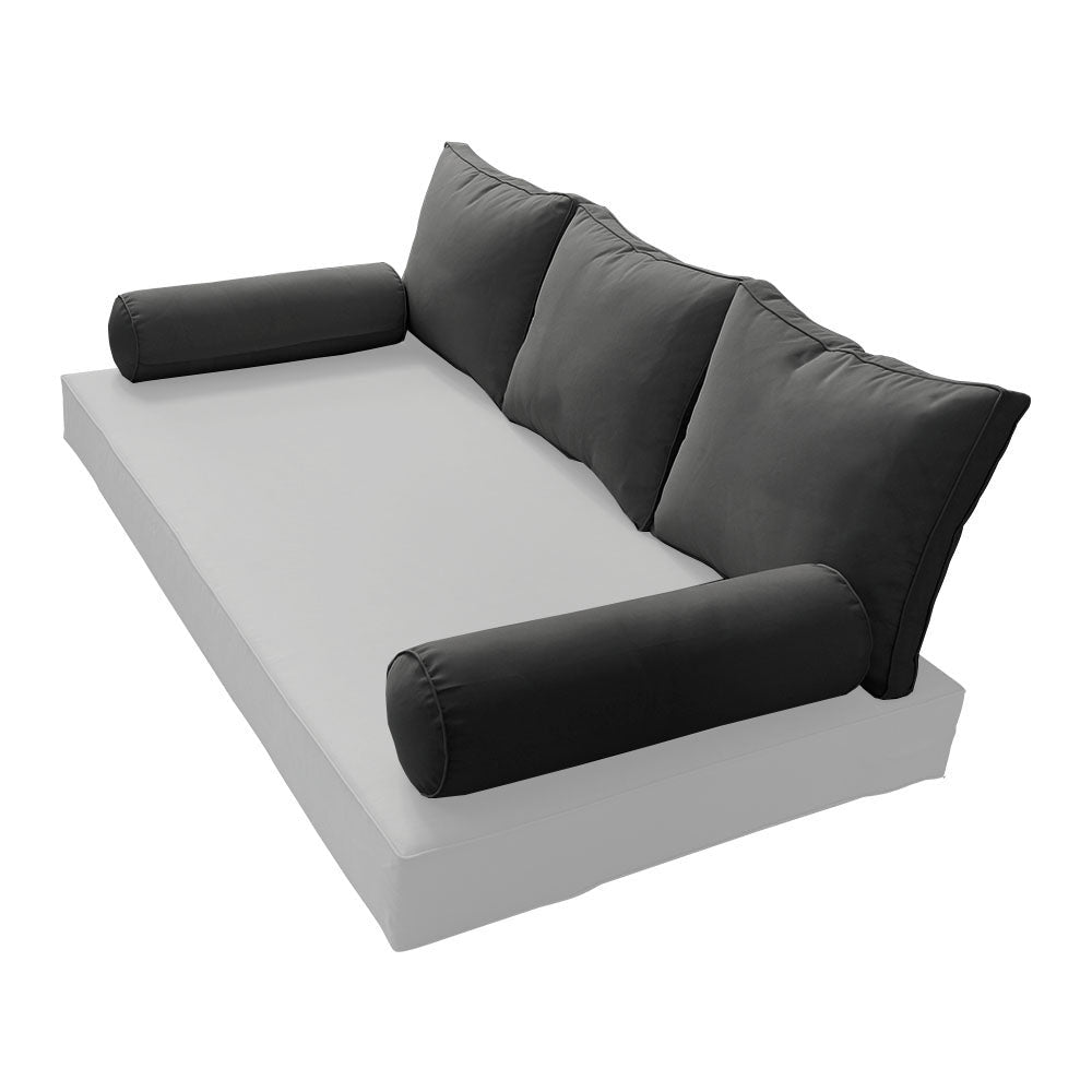 STYLE 3 Pillow & Bolster Cushion for Outdoor Indoor Daybed Porch Swing Bed Twin Size Piped Trim AD003 | COVERS ONLY |