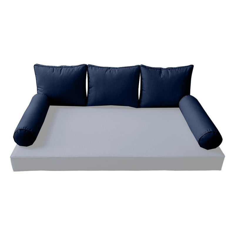 STYLE 3 Pillow & Bolster Cushion for Outdoor Indoor Daybed Porch Swing Bed Twin Size Piped Trim AD101 | COVERS ONLY |