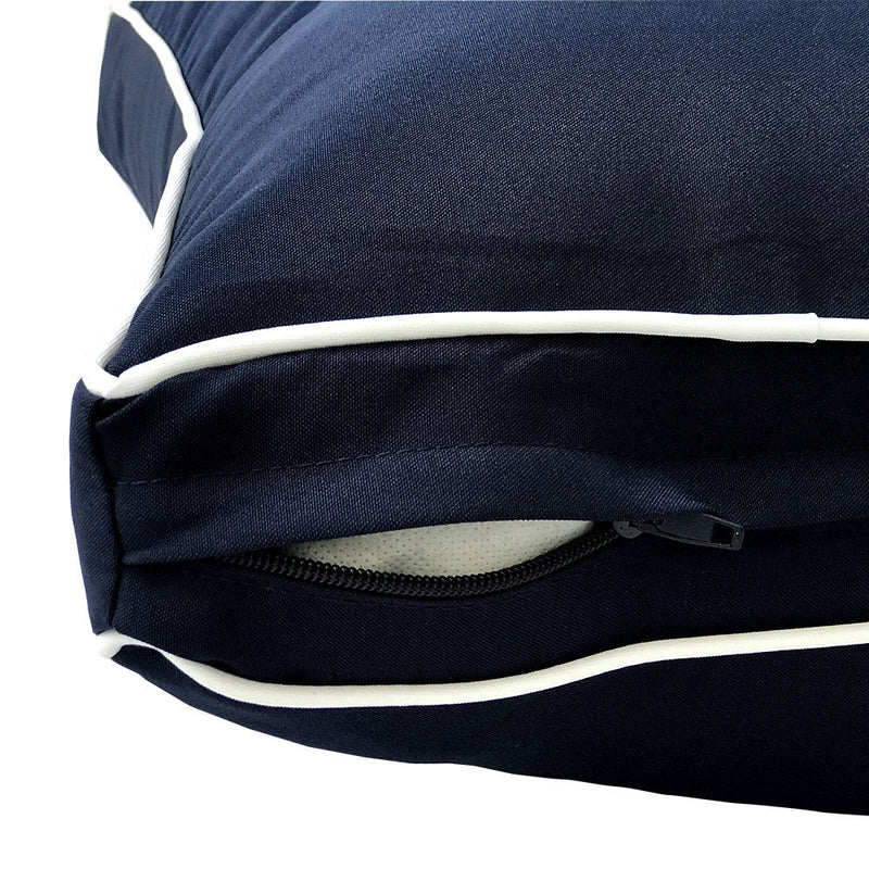 STYLE 3 - Mattress & Pillow Bolster Cushion for Outdoor Indoor Daybed Porch Swing Bed Contrast Trim Twin Size AD101 | COVERS ONLY |