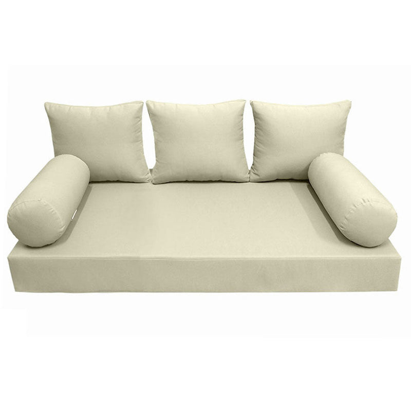 STYLE 3 - Mattress & Pillow Bolster Cushion for Outdoor Indoor Daybed Porch Swing Bed Knife Edge Twin Size AD005 | COVERS ONLY |