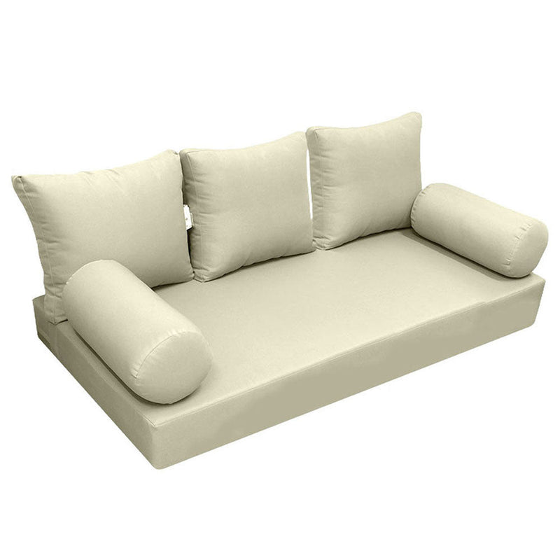 STYLE 3 - Mattress & Pillow Bolster Cushion for Outdoor Indoor Daybed Porch Swing Bed Knife Edge Twin Size AD005 | COVERS ONLY |