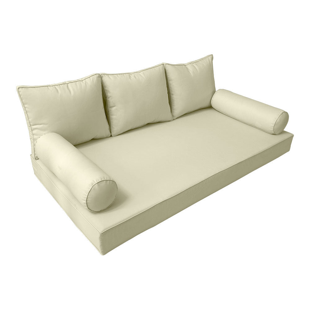 STYLE 3 - Mattress & Pillow Bolster Cushion for Outdoor Indoor Daybed Porch Swing Bed Piped Trim Twin Size AD005 | COVERS ONLY |
