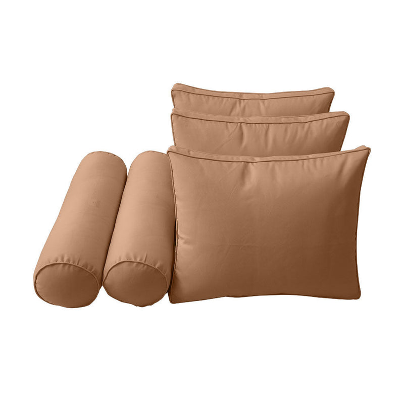 STYLE 3 - Mattress & Pillow Bolster Cushion for Outdoor Indoor Daybed Porch Swing Bed Piped Trim Twin Size AD104 | COVERS ONLY |
