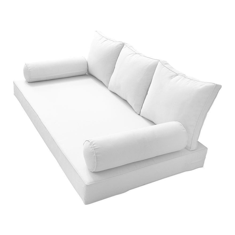 STYLE 3 - Mattress & Pillow Bolster Cushion for Outdoor Indoor Daybed Porch Swing Bed Piped Trim Twin Size AD106 | COVERS ONLY |