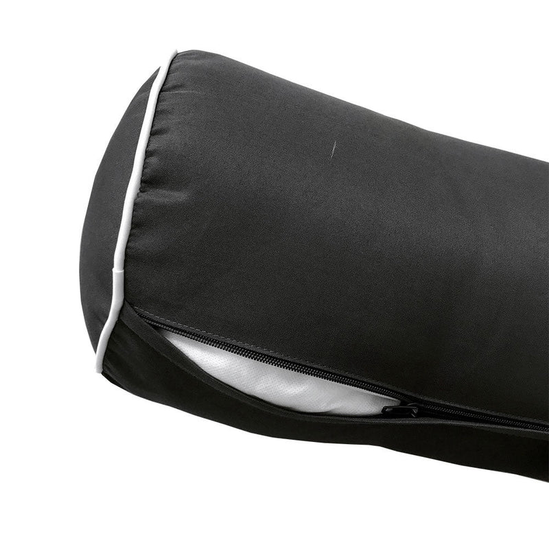 STYLE 3 - Mattress & Pillow Bolster Cushion for Outdoor Indoor Daybed Porch Swing Bed Contrast Trim Twin-XL Size AD003 | COVERS ONLY |