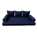 Modern outdoor daybed cushion set with two bolsters and two pillows, ideal for patio, porch, or indoor lounge spaces. — cover only