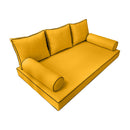 Elegant cushion and bolster set featuring refined craftsmanship and knife-edge detailing, designed for versatile indoor and outdoor comfort.