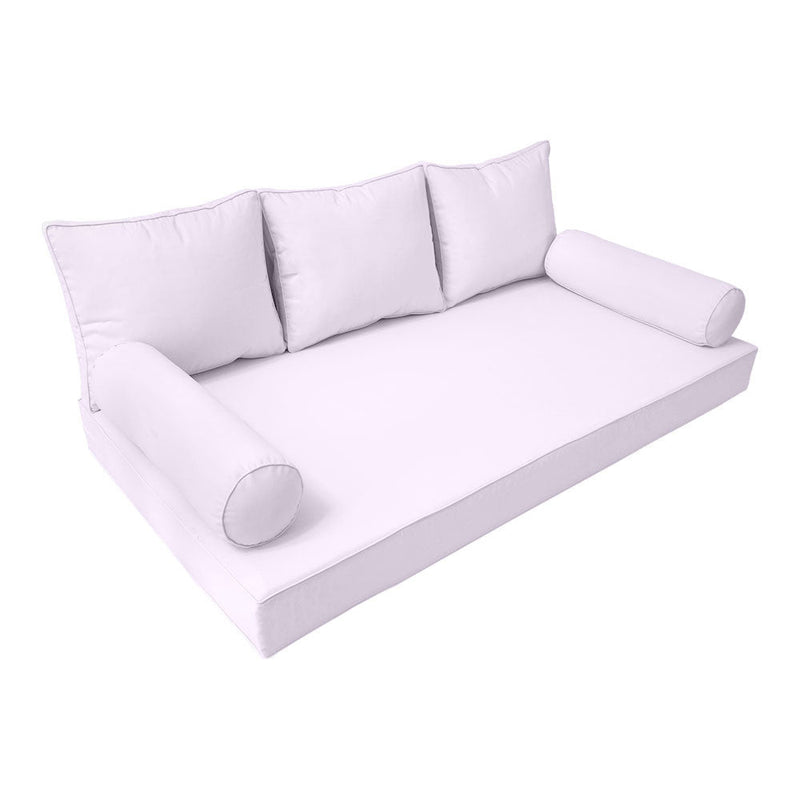 STYLE 3 - Mattress & Pillow Bolster Cushion for Outdoor Indoor Daybed Porch Swing Bed Piped Trim Twin-XL Size AD107 | COVERS ONLY |