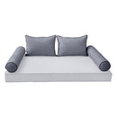 Modern outdoor daybed cushion set with two bolsters and two pillows, ideal for patio, porch, or indoor lounge spaces. — cover only
