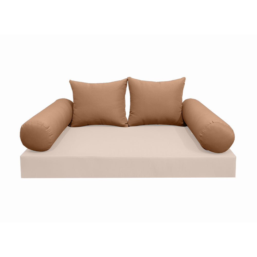 Modern outdoor daybed cushion set with two bolsters and two pillows, ideal for patio, porch, or indoor lounge spaces. — cover only