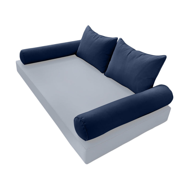 STYLE 4 Pillow & Bolster Cushion for Outdoor Indoor Daybed Porch Swing Bed Crib Size Piped Trim AD101 | COVERS ONLY |