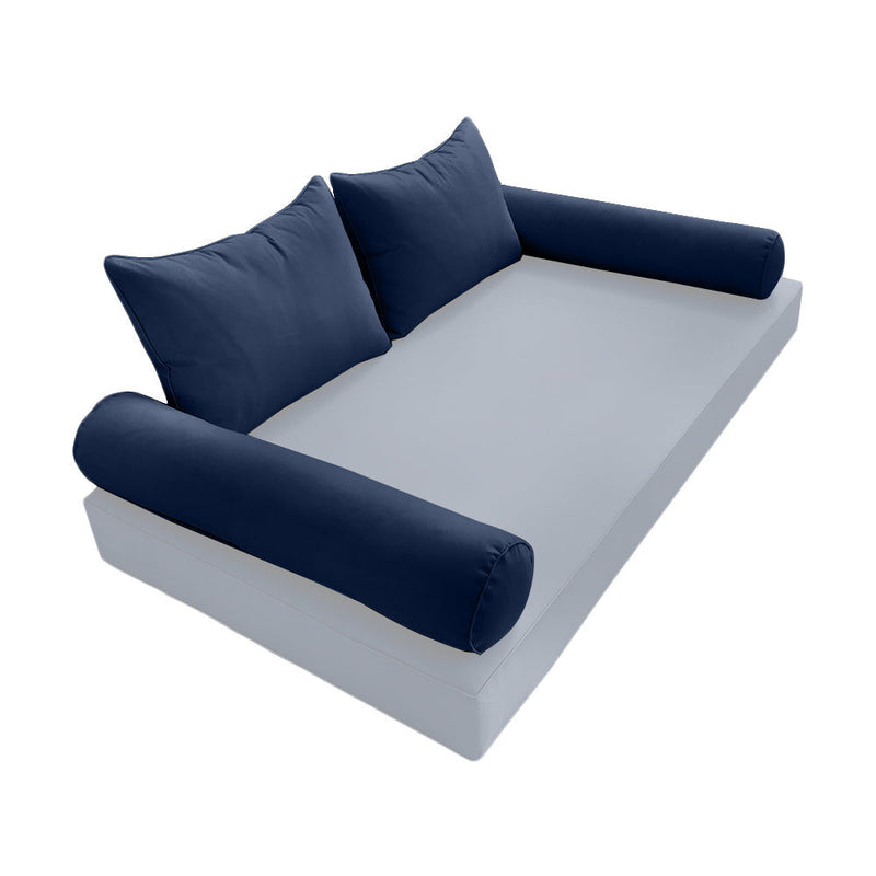 STYLE 4 Pillow & Bolster Cushion for Outdoor Indoor Daybed Porch Swing Bed Crib Size Piped Trim AD101 | COVERS ONLY |