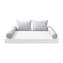STYLE 4 Pillow & Bolster Cushion for Outdoor Indoor Daybed Porch Swing Bed Crib Size Piped Trim AD105 | COVERS ONLY |