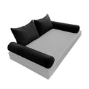 STYLE 4 Pillow & Bolster Cushion for Outdoor Indoor Daybed Porch Swing Bed Crib Size Piped Trim AD109 | COVERS ONLY |