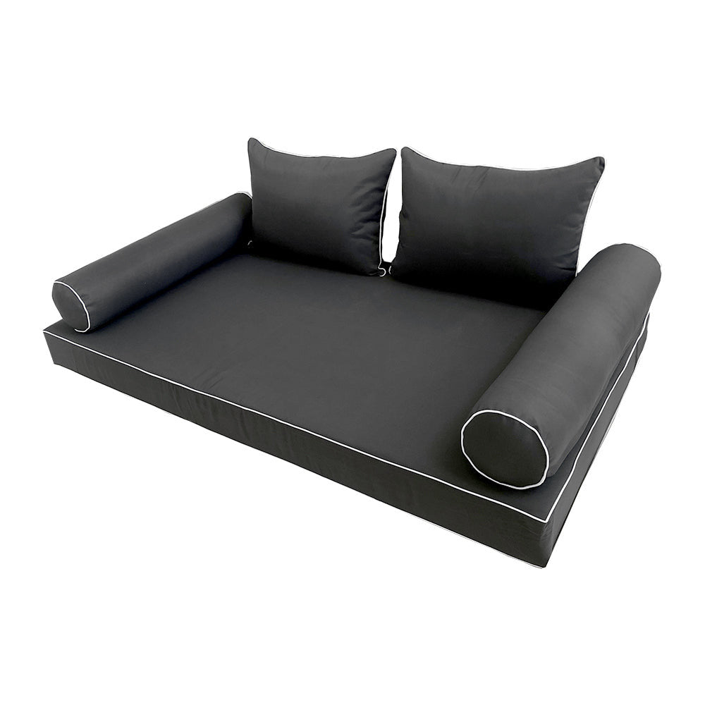 STYLE 4 pillow and bolster cushion set for daybeds, porch swings, or beds – indoor and outdoor use with durable knife-edge design. — cover only