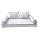 Modern outdoor daybed cushion set with two bolsters and two pillows, ideal for patio, porch, or indoor lounge spaces. — cover only