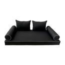 Modern outdoor daybed cushion set with two bolsters and two pillows, ideal for patio, porch, or indoor lounge spaces. — cover only