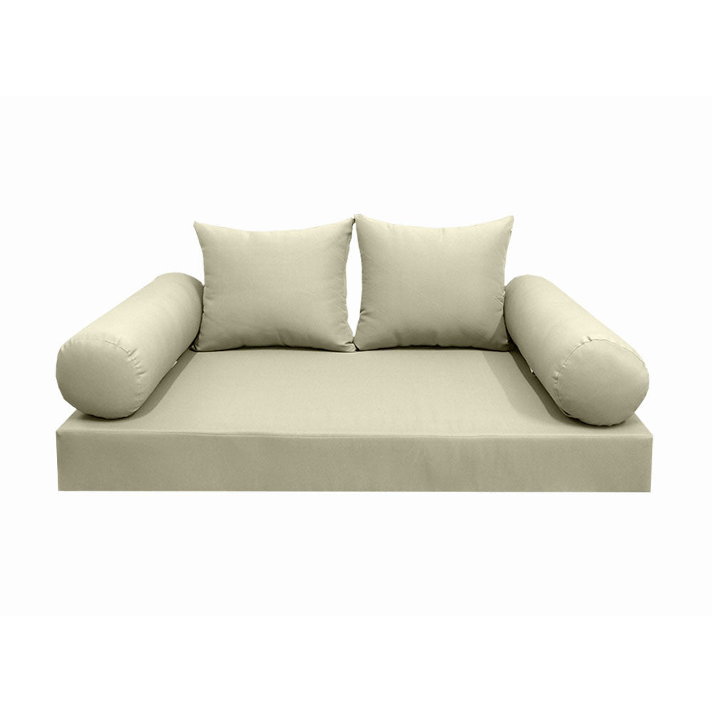 Modern outdoor daybed cushion set with two bolsters and two pillows, ideal for patio, porch, or indoor lounge spaces. — cover only