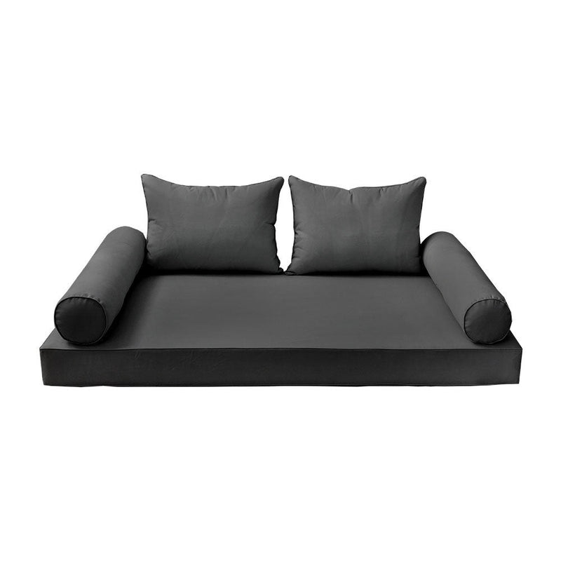 STYLE 4 - Mattress & Pillow Bolster Cushion for Outdoor Indoor Daybed Porch Swing Bed Piped Trim Crib Size AD003 | COVERS ONLY |