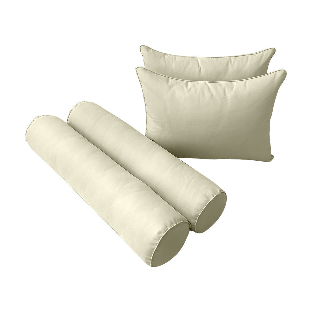 STYLE 4 - Mattress & Pillow Bolster Cushion for Outdoor Indoor Daybed Porch Swing Bed Piped Trim Crib Size AD005 | COVERS ONLY |