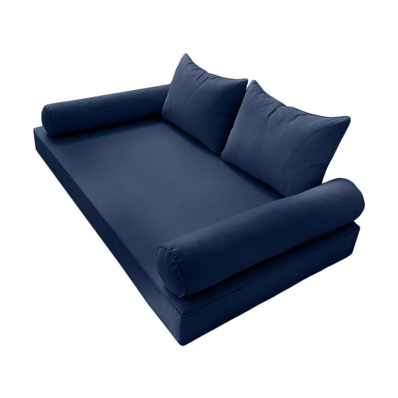 STYLE 4 - Mattress & Pillow Bolster Cushion for Outdoor Indoor Daybed Porch Swing Bed Piped Trim Crib Size AD101 | COVERS ONLY |