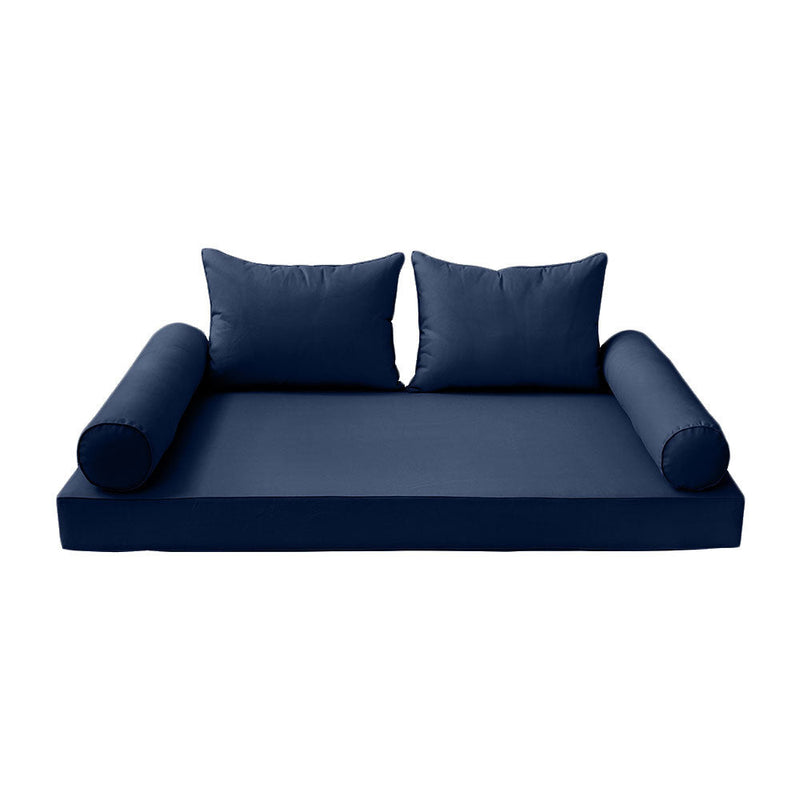 STYLE 4 - Mattress & Pillow Bolster Cushion for Outdoor Indoor Daybed Porch Swing Bed Piped Trim Crib Size AD101 | COVERS ONLY |