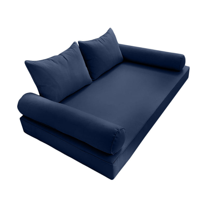 STYLE 4 - Mattress & Pillow Bolster Cushion for Outdoor Indoor Daybed Porch Swing Bed Piped Trim Crib Size AD101 | COVERS ONLY |