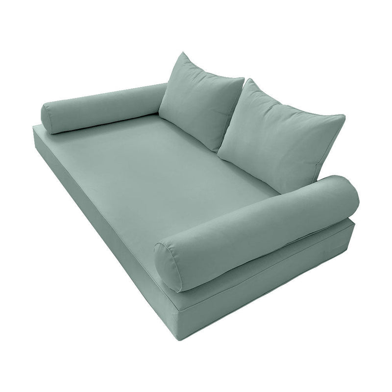 STYLE 4 - Mattress & Pillow Bolster Cushion for Outdoor Indoor Daybed Porch Swing Bed Piped Trim Crib Size AD002 | COVERS ONLY |