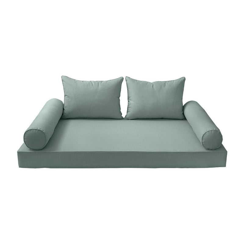 STYLE 4 - Mattress & Pillow Bolster Cushion for Outdoor Indoor Daybed Porch Swing Bed Piped Trim Crib Size AD002 | COVERS ONLY |