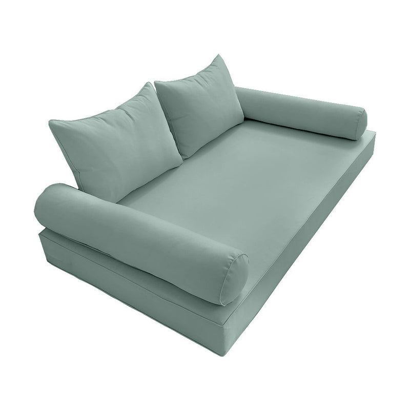 STYLE 4 - Mattress & Pillow Bolster Cushion for Outdoor Indoor Daybed Porch Swing Bed Piped Trim Crib Size AD002 | COVERS ONLY |