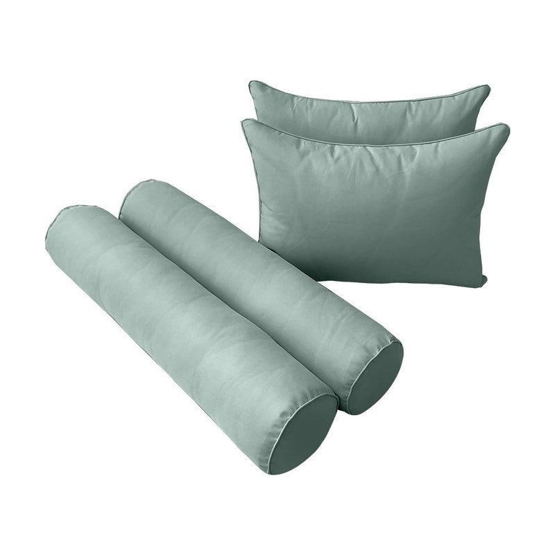 STYLE 4 - Mattress & Pillow Bolster Cushion for Outdoor Indoor Daybed Porch Swing Bed Piped Trim Crib Size AD002 | COVERS ONLY |