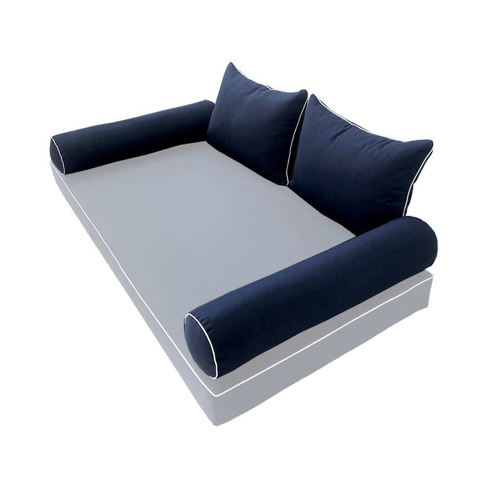 STYLE 4 pillow and bolster cushion set for daybeds, porch swings, or beds – indoor and outdoor use with durable knife-edge design. — cover only