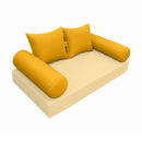 Elegant cushion and bolster set featuring refined craftsmanship and knife-edge detailing, designed for versatile indoor and outdoor comfort.