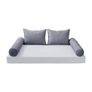 STYLE 4 Pillow & Bolster Cushion for Outdoor Indoor Daybed Porch Swing Bed Full Size Piped Trim AD001 | COVERS ONLY |